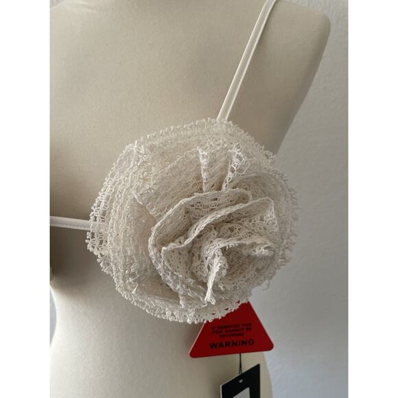EGO Bra Top Textured Rose Corsage Strappy Cream - Picture 4 of 7